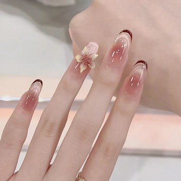 💗台灣出貨💗秋冬新款法式紅色冰透貓眼貓眼美甲手工穿戴甲立體小花顯白美甲店長推薦
