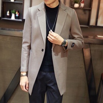 現貨+預購 毛呢大衣中長版外套-秋冬英倫風翻領純色男外套4色73qc14【獨家進口】【米蘭精品】