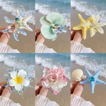 免運💒臺灣熱銷🐬海洋系列碎髮夾永生花海星貝殼漿果頭飾海邊旅遊度假拍照發卡髮飾