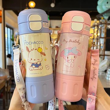 美樂蒂兒童保溫杯食品級316杯子可愛女孩小學生上學專用吸管水杯