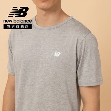 【New Balance】排汗LOGO短袖上衣_男性_灰色_MT61O0U4AG