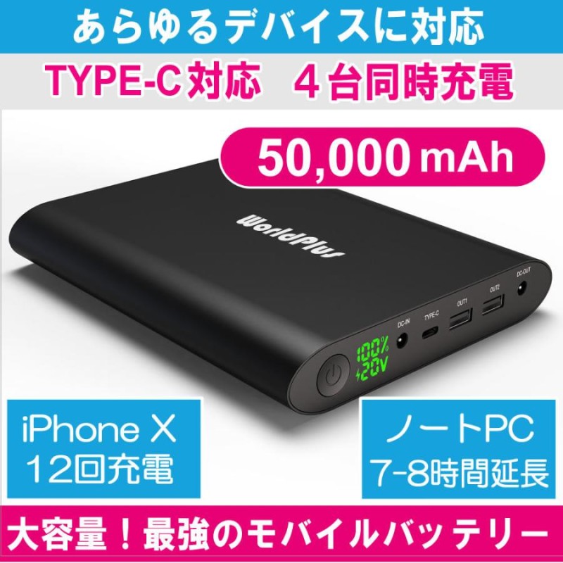 超大容量モバイルバッテリー TYPE-C 50000mAh 相当 ノートパソコン 