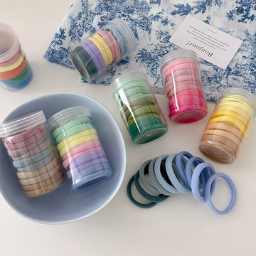 10條罐裝頭繩女夏季馬尾發圈簡約丸子頭發繩可愛日系扎頭發橡皮筋