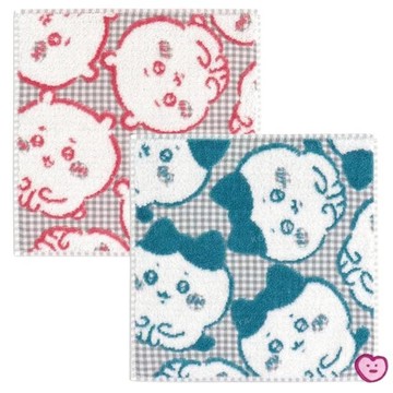 小禮堂 吉伊卡哇 無撚系純棉方巾 25x25cm (格紋滿版款) 吉伊 小八