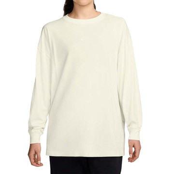 Nike Essntl LS Top 女款 米白色 大學T 圓領 Logo 小勾 落肩 上衣 長袖 DM6233-133