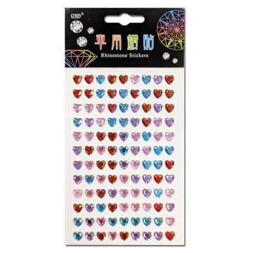 DIY車用鑽貼紙-YJ鑽石貼/6mm七彩/白色愛心