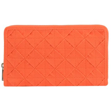 BOTTEGA VENETA 657356 編織款拉鍊寬版長夾/手拿包.橘