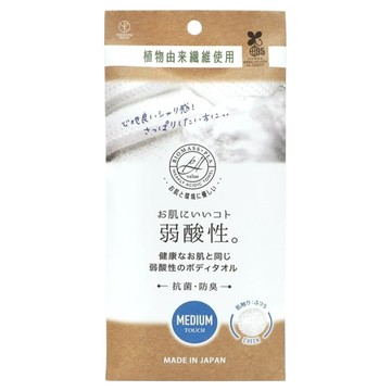 YOKOZUNA CREATiON 弱酸性 天然植物性 起泡沐浴巾 20x90cm 100%聚乳酸纖維  白色  1入  1個