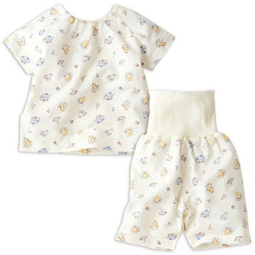 akachan honpo - 短袖家居服 穿衣練習套頭式-動物-象牙白色