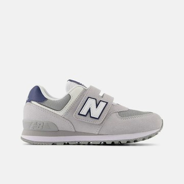 New Balance [PV574ESB] 中童 休閒鞋 經典 復古 W寬楦 NB 574 魔鬼氈 麂皮 灰 深藍