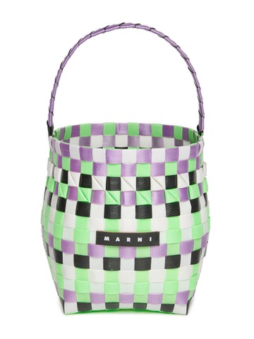 Marni Kids - logo-appliqué interwoven bucket bag - kids - Polypropylene - One Size - Green