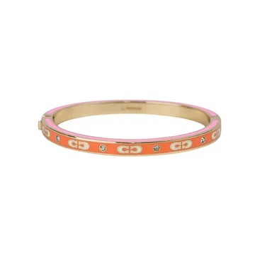 【COACH】CC Logo 琺瑯及水鑽不可調手環(金色/橙色/粉色)