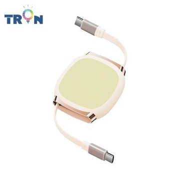 TRON 100W Type-C 伸縮快充線 1M 奶茶色 簡約色系-2 4檔長度調整 可充筆電 適用i15以上手機 平板