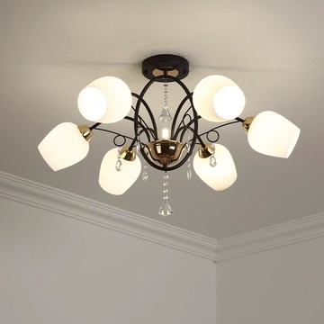 白玉玻璃水晶半吸頂燈 36-61024