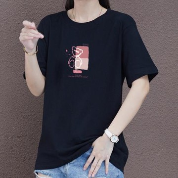 大版印花短袖t恤女夏季新款歐貨寬松中長款半袖顯瘦遮臀上衣ins潮