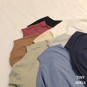 【太妮絲V57】經典8色 現貨 韓系 冬天女裝 半高領素色長袖T T袖 長袖上衣 基本款 純色 小高領 內搭