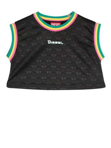 Diesel Kids - logo-print cropped vest - kids - Polyester - 8 yrs - Black