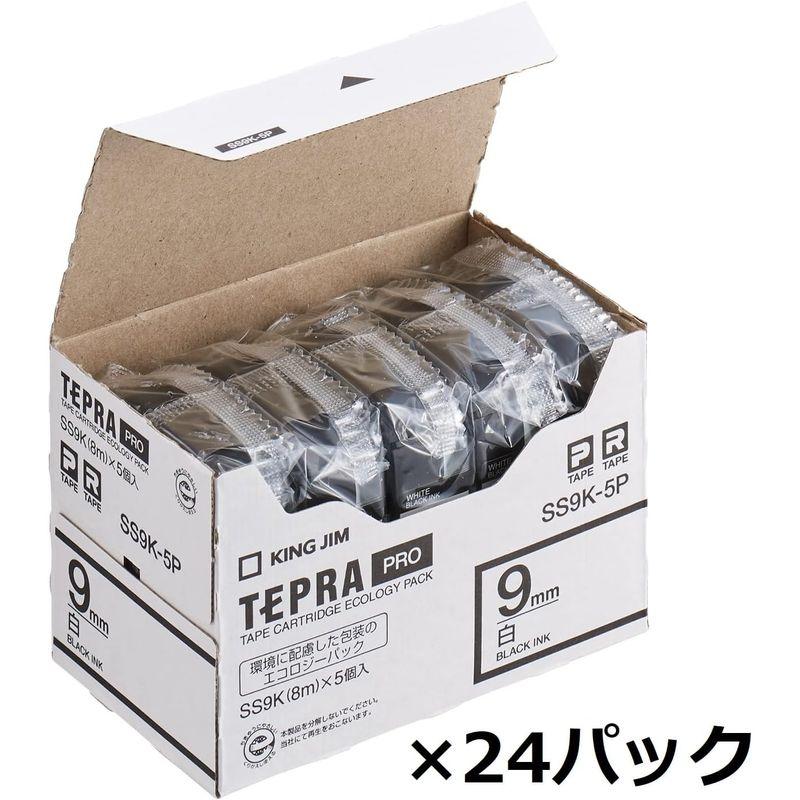 キングジム テプラPRO テープカートリッジ エコパック 白ラベル 9mm SS9K-5P×24個入り（SS9K 120個） SS9K-12