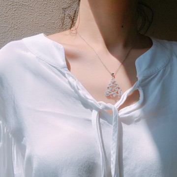 眼觀925銀小樹項鏈女簡約氣質創小眾設計款鎖骨鏈送女友禮物1入