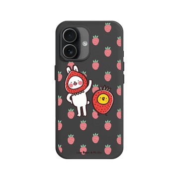 iPhone 17 SolidX 黑 - 懶散兔與啾先生 Lazy Rabbit and Mr.Chu - 草莓