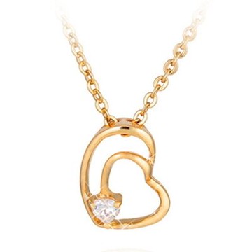 純銀項鍊 鍍18K金鑲鑽吊墜-精美鏤空愛心簡約生日情人節禮物女飾品73cu135【獨家進口】【米蘭精品】