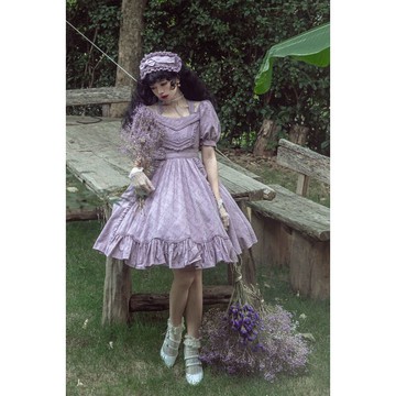 洛麗塔裙子原創月下鈴蘭梅子洋裝cla系夏季棉布優雅短袖連衣裙正