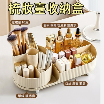 台灣現貨🌞梳妝臺收納盒  多功能分格置物架 化妝筆刷收納盒 桌面收納盒 化妝品收納盒 大容量置物盒 口紅護膚品收納