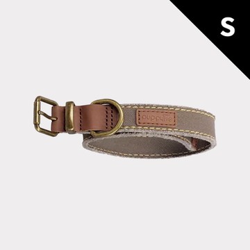 puppytie 卡其駝 帆布-S 寵物項圈 (狗項圈 貓項圈 安全項圈 防勒 可調整脖圍)