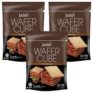 Jacker 傑可 巧克力風味方形威化酥 150g  3包