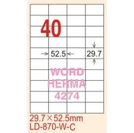 【龍德】LD-870-HG-C (直角) 亮面防水相片噴墨標籤 29.7x52.5mm 20大張/包