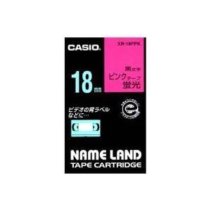 (業務用30セット) カシオ CASIO 蛍光テープ XR-18FPK 桃に黒文字 18mm