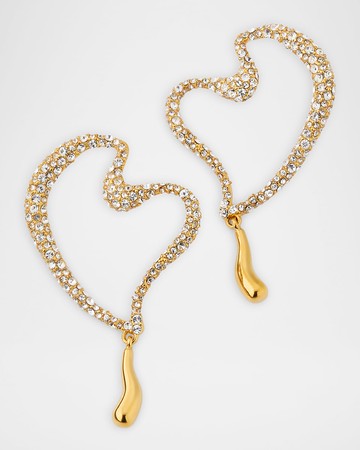 Wire Heart Earrings with Pave Crystals