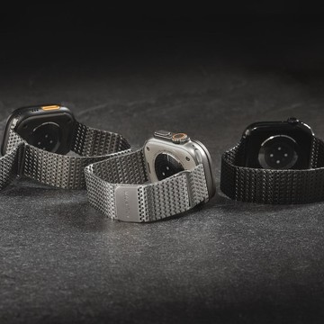 Moire 不鏽鋼磁扣錶環 銀色44/45/46/49mm