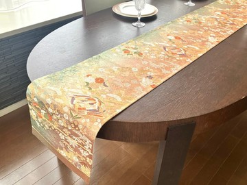 西陣織 唐織 和服腰帶再製 桌旗 鳳凰花文 松竹梅 漸層色 金銀線 260cm 獨一無二 NTR016