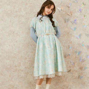 axes femme日系小香風低領小清新修身泡泡袖女士連衣裙TS351X46P