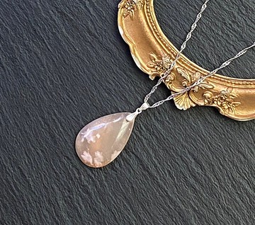 櫻花瑪瑙 天然飄花 增強運勢 925秀氣水波紋純銀鈦鋼項鍊 客製化