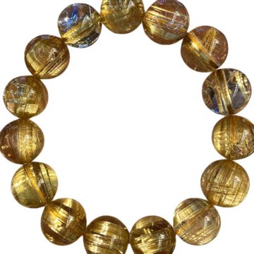 收藏寶石級貓眼金發晶手鏈女滿發單圈金發晶手串男女天然巴西水晶