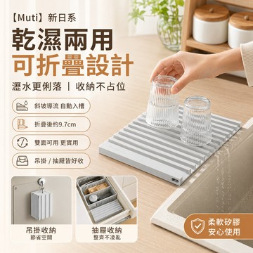 隔日達【Muti】新日系折疊隔熱瀝水墊 可折疊廚房水槽硅膠瀝水墊 水果蔬菜瀝水墊 碗筷瀝水墊 隔熱墊 矽膠導水墊 排水墊