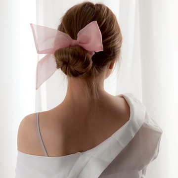 韓國大腸發圈ins網紅頭飾歐根紗發繩束發帶綁發蝴蝶結發飾1入