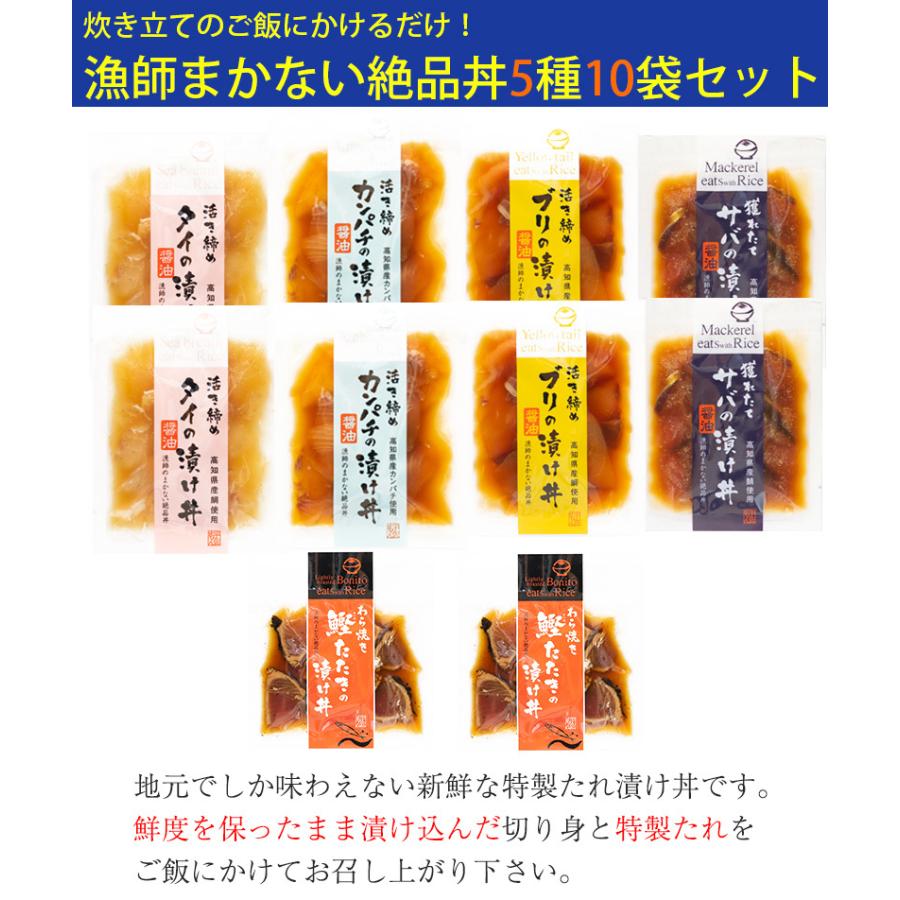 土佐の海鮮丼5種10袋セット（ワラ焼き鰹のたたき・鯛・サバ・カンパチ・ブリ 各2袋） ぶっかけ漬け丼 宇佐もん工房 お歳暮 のし対応可