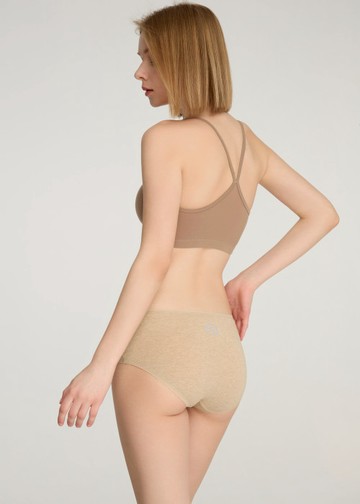 XXL Lovely Day．花邊高腰三角內褲(淺麻棕-笑臉)