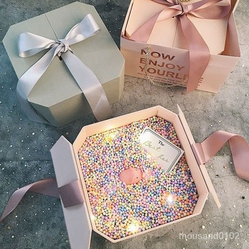 桃園速寄⭐禮品空盒ins禮盒包裝盒情人節春節生日送男女朋友伴娘八角禮物盒 情人紀念禮盒 禮物包裝盒 送禮 生日禮盒 禮盒