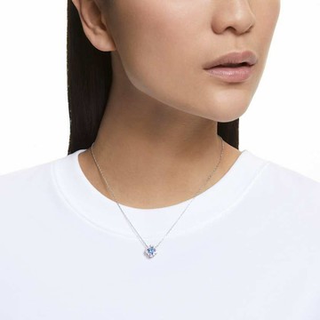 【Swarovski 施華洛世奇】Una 項鏈 (幸運草 藍色 鍍白金色)(5642927)