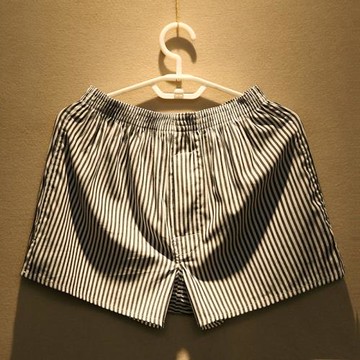 夏季寬松男士內褲男純棉透氣平角褲衩個性潮流條紋休閑阿羅短褲頭