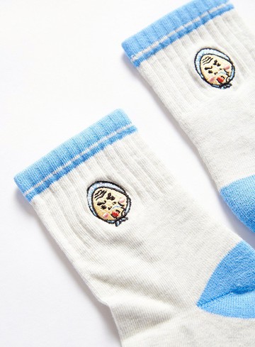 江戶勝 日系 中性 Q版能面風格低筒襪24-27cm (兩雙1組) #襪子