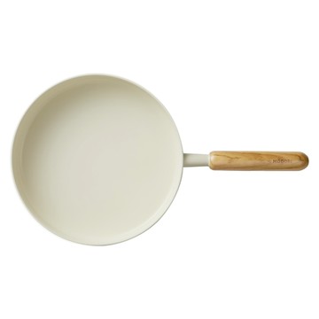 MODORI 柔白平底鍋組 24cm 櫻花木把手 陶瓷塗層  1個