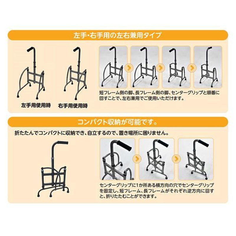 杖 4点杖 歩行器 折りたたみ あゆめーる MgW 青墨 S M ウェルファン