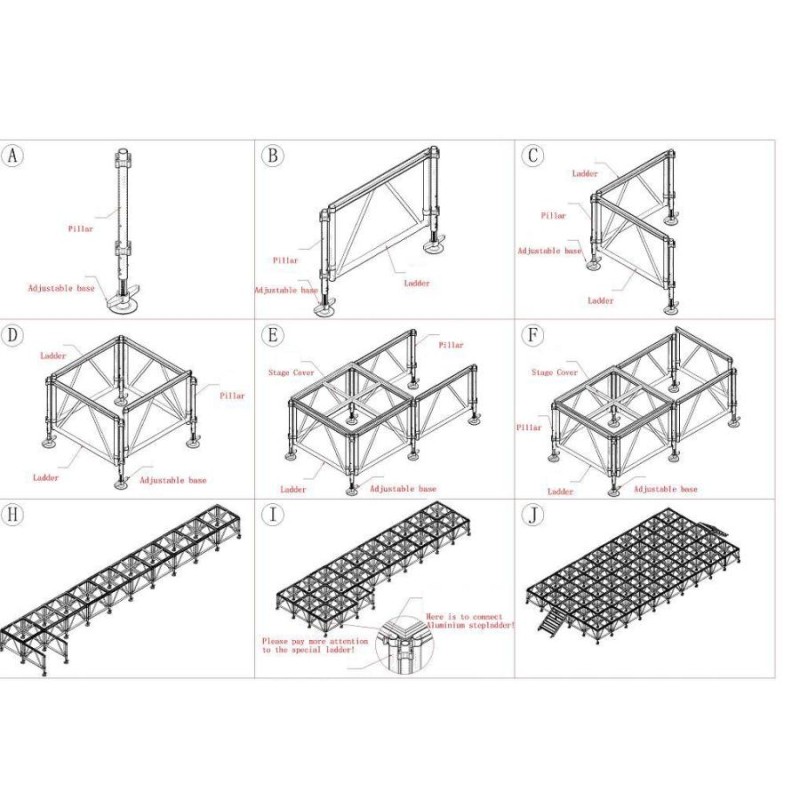 ステージ 3x5m 折りたたみ アルミ ステージセット 軽量 組立 朝礼台