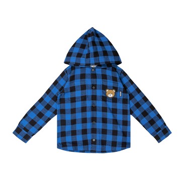 Moschino Kids 嬰幼兒藍黑格紋連帽外套