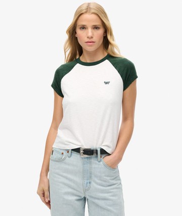 Superdry Women's Organic Cotton Essential Logo Raglan T-shirt White Size: 4